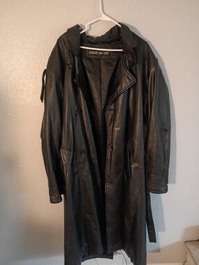 Wear-Me-Out Men's Black Leather Trench Coat